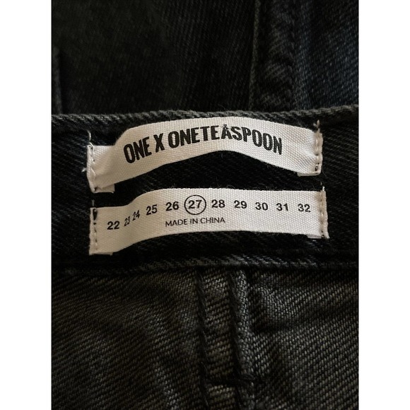 ONE Teaspoon Size 27 Fox Black High Waist Destroyed Bonita Jean Shorts - New - Picture 3 of 8